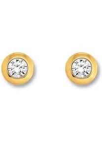 Paar Ohrh&auml;nger ONE ELEMENT "Zirkonia Zarge Ohrringe Ohrstecker aus 333 Gelbgold", gold, Ohrringe, Damen, Damen, Gelbgold 333 Gold, Gelbgold 333, Gold, Harmonisch gestaltet &ndash; ruhiges Design mit feinem Ausdruck