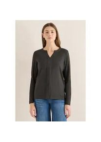 Langarmshirt Cecil, Damen, Gr. L (42), raw khaki, Web, 48% Baumwolle, 48% Modal, 4% Elasthan, unifarben, comfort fit normal, Rundhals, abgesteppt, Shirts Langarmshirt, aus Baumwolle mit Stretchante