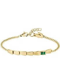 Armkette Lacoste "CROCODELLE", gelbgoldfarben, gr&uuml;n, gr&uuml;n, Armb&auml;nder, Damen, 19cm, Edelstahl, Armkette, mit Glasstein