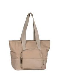 Shopper Tom Tailor "Viene", Damen, Gr. B/H/T: 40cm x 28cm x 13cm, taupe, Nylon, clean, gepflegt, unifarben, Taschen Shopper, fein genarbtes Lederimitat trifft auf leichtes Nylon mit feinem Logo