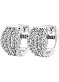 Adelia&acute;s Klappcreolen ADELIA ́S "Damen Ohrringe &ndash; Klappcreole aus 925 Silber mit Zirkonia", Damen, Gr. Damen, Silber 925 (Sterlingsilber), silber, Ohrringe Klappcreolen, Ideal als Geschenk &ndash; dezent und elegant