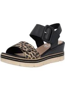 Keilsandalette Remonte, Damen, Gr. 39, schwarz, leo, Leder, Lederimitat, Schuhe, Sommerschuh, Sandale mit praktischen Klettverschl&uuml;ssen