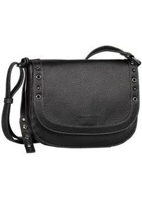 Satteltasche Tom Tailor "Elaria", Damen, Gr. B/H/T: 24cm x 18cm x 7cm, schwarz, Polyurethan, clean, gepflegt, gepr&auml;gtes Muster, unifarben, Taschen, Western-Chic mit Nieten und &Ouml;sen als Blickfang mit Deko-Anh&auml;nger