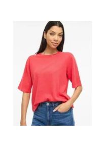 Kurzarmpullover Vila "VIMALU O-NECK 2/4 KNIT TOP-NOOS", Damen, Gr. S, hibiscus detail:melange, Strick, Obermaterial: 50% Polyester, 30% Viskose, 20% Nylon, meliert, oversize kurz, Rundhals, Pullover