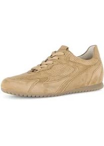 Sneaker Gabor "DAVOS", Damen, Gr. 40, braun, Ziegenveloursleder, Schuhe Sneaker, Freizeitschuh, Halbschuh, Schn&uuml;rschuh mit Lochmuster, H-Weite