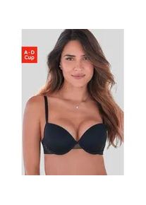 Push-up-BH s.Oliver "Emilie", Damen, Gr. 70, Cup A, schwarz, Microtouch, Obermaterial: 85% Polyamid, 15% Elasthan, BHs Push-up-BH, mit B&uuml;gel & h&uuml;bschem Spitzenr&uuml;cken, sexy Dessous