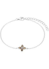 Armband Amor "Schmuck Geschenk, Kleeblatt", silberfarben, braun, kristallwei&szlig;, braun, kristallwei&szlig;, Armb&auml;nder, Damen, 20cm, Silber 925 (Sterlingsilber), Armband, mit Glasstein, Zirkonia (synth.)