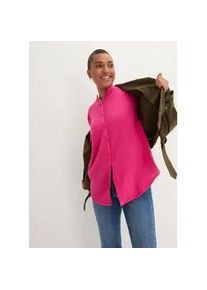 Langarmbluse bonprix "Musselin-Longbluse aus Baumwolle", Damen, Gr. 54, rosa (pinklady), Obermaterial: 100% Baumwolle, oversize, Blusen, Oversize-Passform, mit Seitenschlitzen, aus Musselin