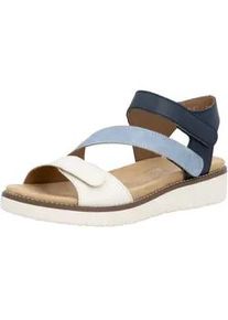 Sandale Remonte, Damen, Gr. 40, blau, sanftes wei&szlig;, Leder, Lederimitat, Schuhe Sandale, Sommerschuh, Klettschuh, Sandalette, Riemchensandale mit Softfu&szlig;bett