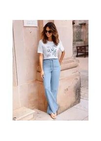 Rundhalsshirt Inspirationen "Kurzarm-Shirt", Damen, Gr. 36, wei&szlig;, bleu, bedruckt, 100% Baumwolle, bedruckt, gebl&uuml;mt, gemustert, mehrfarbig, Rundhals, Shirts Rundhalsshirt