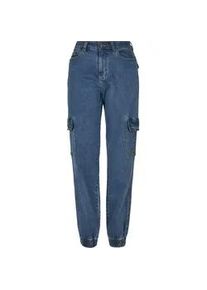 Bequeme Jeans Urban Classics "Urban Classics Damen Ladies Organic Stretch Denim Cargo Pants", Damen, Gr. 27, Normalgr&ouml;&szlig;en, clearblau washed, 50% Baumwolle (Bio), 48% Baumwolle, 2% Elasthan, unifarben, Jeans