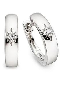 Paar Creolen Bruno Banani "Schmuck Geschenk Klappcreole Silber rhodiniert", silberfarben, kristallwei&szlig;, kristallwei&szlig;, Ohrringe, Damen, 13,4mm, Silber 925 (Sterlingsilber), mit Zirkonia (synth.)