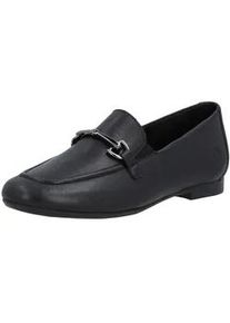 Loafer Remonte, Damen, Gr. 41, schwarz, Leder, unifarben, Schuhe Loafer, Slipper, Schlupfschuh, Spangenschuh mit kleinen Stretcheins&auml;tzen