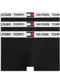 Trunk, Herren, Gr. L (52), 3 Stk., 3x schwarz, Webqualit&auml;t, Obermaterial: 95% Baumwolle, 5% Elasthan, Tommy Hilfiger UNDERWEAR, unifarben, k&ouml;rpernah, Unterhosen, K&ouml;rpernahe Passform mit elastischem Bund