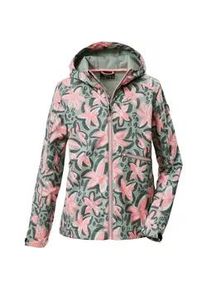 Softshelljacke Killtec "KOS 154 GRLS SFTSHLL JCKT", Kinder, Gr. 116, hellgr&uuml;n, Oberseite: 100% Polyester;R&uuml;ckseite: 100% Polyester;Futter: 100% Polyester, Jacken Softshelljacke, Wind- und wasserabweisende Kinderjacke mit buntem Print