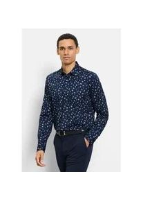 Businesshemd OLYMP "OLYMP Level Five 24/Seven, body fit, New York Kent", Herren, Gr. 42, Normaler Arm, marine, 92% Baumwolle, 8% Elasthan, Hemden