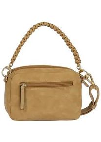 Handtasche Gabor "Belene", Damen, Gr. B/H/T: 19,5cm x 13cm x 6cm, camel, Polyurethan, clean, gepflegt, unifarben, Taschen Handtasche, aus weichem Nubukimtiat mit geflochtenen Henkel & markante Ziern&auml;hte