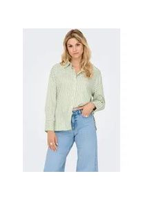 Jacqueline de Yong Hemdbluse JDY "JDYVESPER L/S LOOSE SHIRT WVN NOOS", Damen, Gr. S, cloud dancer stripes:laurel gr&uuml;n, Web, Obermaterial: 60% Polyester, 40% Baumwolle, gestreift, l&auml;ssig geschnitten Po-bedeckend, weit 1-Knopf-Manschette, Blusen Hemdbluse
