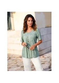 Print-Shirt Inspirationen "Druck-Shirt", Damen, Gr. 48, eucalyptus, grau, bedruckt, 95% Viskose, 5% Elasthan, gemustert, mehrfarbig, Rundhals, Shirts