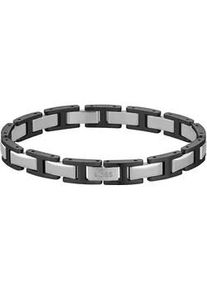Gliederarmband BOSS "NOLAN", edelstahlfarben, schwarz, Armb&auml;nder, Herren, 19cm, Edelstahl, Gliederarmband