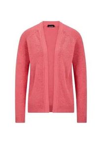 Strickjacke GOLDNER "Strickjacke mit Strickbandblende", Damen, Gr. 46, rot (koralle), Obermaterial: 57% Polyacryl PAN. 26% Polyester PES. 17% Baumwolle CO., gerade, Strickjacken Strickjacke, aus B&auml;ndchengarn gestrickt