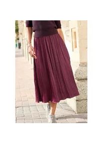 Maxirock Lascana, Damen, Gr. 46, bordeaux, Web, Obermaterial: 100% Polyester, unifarben, figurumspielend kn&ouml;chellang, R&ouml;cke Maxirock, mit Plisseefalten, edel gl&auml;nzende Ware