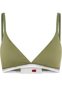 Triangel-BH HUGO UNDERWEAR "aus Stretch-Baumwolle mit Logo-Unterbrustband", Damen, Gr. M, N-Gr, dunkelgr&uuml;n 306, Obermaterial: 93% Baumwolle, 7% Elasthan, BHs Triangel-BH, mit herausnehmbaren Polstern, geformte K&ouml;rbchen