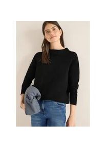 Stehkragenpullover Cecil, Damen, Gr. S (38), schwarz, Strick, Obermaterial: 66% Polyester, 20% Viskose, 10% metallisierte Fasern, 4% Elasthan, unifarben, l&auml;ssig geschnitten h&uuml;ftbedeckend, Rundhals, Pullover Stehkragenpullover, im Glitzer-Look