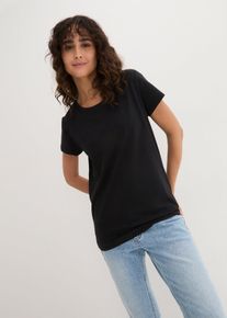 bonprix Rundhals-Shirt (5er-Pack), schwarz, Gr.48/50 (XL), Bequemes Shirt in Single Jersey, nicht meliert: 100% Baumwolle (organic)