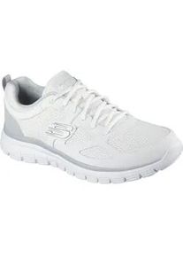 Sneaker Skechers "BURNS-AGOURA", Damen, Gr. 42, wei&szlig;, grau, Leder, Textil, kontrastfarbene Details, Schuhe Sneaker, Schn&uuml;rschuh, Sportschuh mit Memory Foam