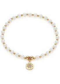 Armband CIAO BY Leonardo "Pelena gold CIAO", gelb (gelbgoldfarben, wei&szlig;, kristallwei&szlig;, kristallwei&szlig;), Armb&auml;nder, Damen, 16,5cm, Edelstahl Perlen Polyurethan, Edelstahl, Perlen, Polyurethan, Perlenarmband, mit Kristallglas - mit Muschelkernperle