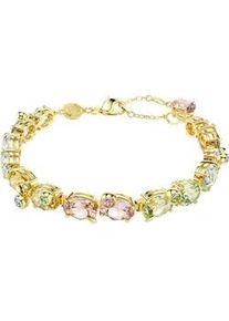 Armband Swarovski "Schmuck Geschenk Gema Tennis Armkette", gold (gelbgoldfarben, pink, gr&uuml;n, blau, gelb, pink, gr&uuml;n, blau, gelb), Armb&auml;nder, Damen, Metall, Armband, mit Swarovski Kristall