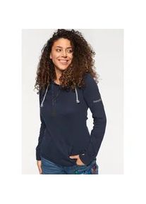 Kapuzenshirt Kangaroos, Damen, Gr. 48, blau (marine), Jersey, Obermaterial: 100% Baumwolle. Kapuzenfutter: 95% Baumwolle, 5% Viskose, unifarben, figurbetont h&uuml;ftbedeckend, B&uuml;ndchen mit Daumenl&ouml;chern, Shirts Kapuzenshirt, Langarm mit Daumenl&ouml;chern, figurbetonter Schnitt, aus Jerseystoff