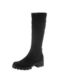 Stiefel Gabor, Damen, Gr. 39, XS-Schaft, schwarz, Textil, Veloursleder, Schuhe Stiefel, Blockabsatz, Plateau, Langschaftstiefel, mit XS-Stretch-Schaft
