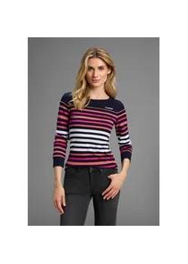 Langarmshirt Kangaroos, Damen, Gr. 40/42, bunt (marine, pastell, gestreift), Rippware, Obermaterial: 100% Baumwolle, geringelt, kontrastfarbene Details, figurbetont h&uuml;ftbedeckend, Rundhals, Shirts Langarmshirt, k&ouml;rpernahe Passform, unifarben, sportlicher Look, aus Baumwolle