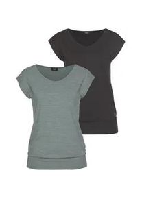 H.I.S. Funktionsshirt H.I.S, Damen, Gr. 36/38, gr&uuml;n (schwarz, petrol, geringelt), Obermaterial: 87% Polyester, 13% Elasthan, figurumspielend h&uuml;ftlang, Shirts Funktionsshirt, &auml;rmellos, figurfreundlicher Schnitt, ideal f&uuml;r Sport und Wandern, Topseller