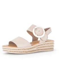 Keilsandalette Gabor, Damen, Gr. 42, rosa (ros&eacute;), Ziegenveloursleder, unifarben, Schuhe, Plateau, Sommerschuh, Sandale mit trendigem Zierschnalle