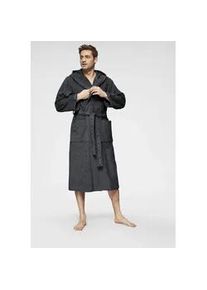 Herrenbademantel Bruno Banani "Danny, Normall&auml;nge & &Uuml;berl&auml;nge, auch in extra lang, Hotelbademantel" Gr. XXXL, grau (anthrazit), L:125cm, Walkfrottee, Hausm&auml;ntel, mit Logostreifen, Herren Bademantel aus 100% Baumwolle, S-4XL