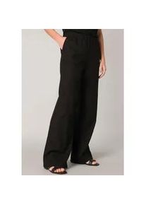 Leinenhose Base Level "Yul", Damen, Gr. 40, N-Gr, schwarz, Web, Obermaterial: 55% Leinen, 45% Viskose, unifarben, l&auml;ssig geschnitten lang, Hosen, Sommerhose mit elastischem Bund