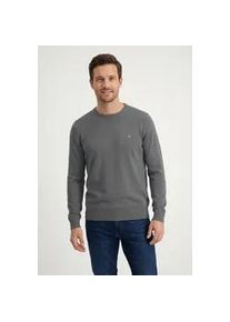 Strickpullover Fynch-Hatton "Fynch-Hatton Langarmpullover", Damen, Gr. XL, grau (steel), Strick, Obermaterial: 100% Baumwolle, unifarben, normal h&uuml;ftbedeckend, Rundhals, Flachstrickb&uuml;ndchen, Pullover Strickpullover, mit Logostickerei