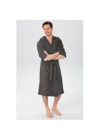 Unisex-Bademantel my home "Sanremo, ideal f&uuml;r Sauna & Spa, Hotelbademantel, Morgenmantel" Gr. XXXL, grau (anthrazit), L:125cm, Baumwolle, Hausm&auml;ntel, mit Taschen, Damen & Herren Badem&auml;ntel, S-3XL