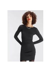 Strickkleid AJC, Damen, Gr. 32, N-Gr, schwarz, Rippstrick, Obermaterial: 70% Viskose, 30% Polyamid, clean, unifarben, figurbetont mini, U-Boot-Ausschnitt, Kleider Strickkleid, figurbetont, aus hochwertigem Rippstrick