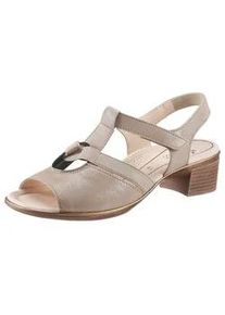 Sandalette Ara "LUGANO", Damen, Gr. 3,5 (36), beige (sand), Veloursleder, metallic, Schuhe Sandalette, Sommerschuh, Sandale, Blockabsatz, mit Gummizug und Klettverschluss