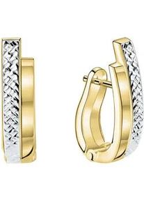 Paar Creolen Firetti "Schmuck Geschenk Gold 375 Ohrschmuck Creole", gold (gelbgoldfarben, wei&szlig;goldfarben), Ohrringe, Damen, 12mm, Gelbgold 375