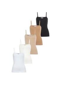 Spaghettitop Flashlights, Damen, Gr. 52/54, wei&szlig; (wei&szlig;, wollwei&szlig;, beige, caramell, schwarz), Feinripp, Obermaterial: 100% Baumwolle, clean, unifarben, Basic, Basic h&uuml;ftbedeckend, Tops, - die braucht man immer, Topseller