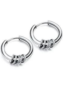 Paar Creolen Firetti "Schmuck Geschenk Circles", silber (edelstahlfarben), Ohrringe, Damen, 15mm, Edelstahl, Einh&auml;nger abnehmbar