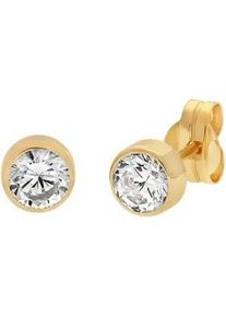 Paar Ohrstecker Firetti "Schmuck Geschenk Gold 375 Ohrschmuck Ohrringe Solit&auml;r", gold (gelbgoldfarben, kristallwei&szlig;, kristallwei&szlig;), Ohrringe, Damen, 5,4mm, Gelbgold 375, mit Zirkonia (synth.)