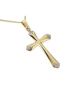 Kettenanh&auml;nger Firetti "Schmuck Geschenk Gold 333 Halsschmuck Anh&auml;nger f&uuml;r Halskette Kreuz", wei&szlig; (gelbgoldfarben, wei&szlig;goldfarben, wei&szlig;, wwei&szlig;), Schmuckanh&auml;nger, Damen, 0,01 P2 = erkennbare Einschl&uuml;sse, Diamanten Gelbgold 333, 1,6 g, Diamanten, Gelbgold 333, Kettenanh&auml;nger, Made in Germany - mit Diamant