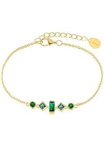 Armband s.Oliver "2036882", gr&uuml;n (gelbgoldfarben, gr&uuml;n, t&uuml;rkis, gr&uuml;n, t&uuml;rkis), Armb&auml;nder, Damen, 20cm, Silber 925 (Sterlingsilber), Armband, mit Zirkonia (synth.)