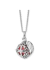 Kette mit Anh&auml;nger Engelsrufer "Schmuck Geschenk Engelsrufer Relaunch mit Fl&uuml;gelanh&auml;nger" Gr. XS, rot (silberfarben, perlmuttfarben, rot), Halsketten, Damen, XS, Messing Silber 925 (Sterlingsilber), L: 50 B: 1,33mm, Messing, Silber 925 (Sterlingsilber), B:1,33mm